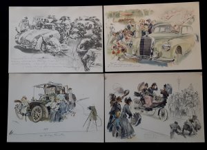 1950s Mercedes-Benz advertising artist history postcard set (10) cards