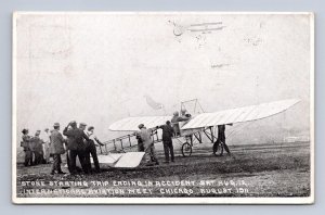 AVIATION MEET PLANE STONE ACCIDENT CHICAGO ILLINOIS GOOD MESSAGE POSTCARD 1911