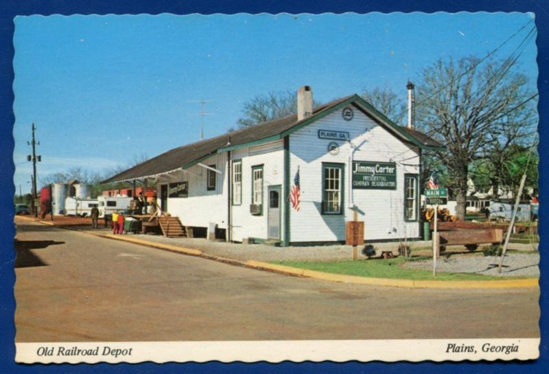 Plains Georgia ga Old Railroad Depot Continental chrome Postcard