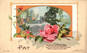 Vintage Postcard Pat Farewell Letter Couple Walking On The Isle Goodbye Message