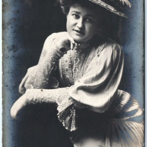 c1900s Minnie Dupree RPPC Stage Actress Real Photo Music Master Silent Film A161