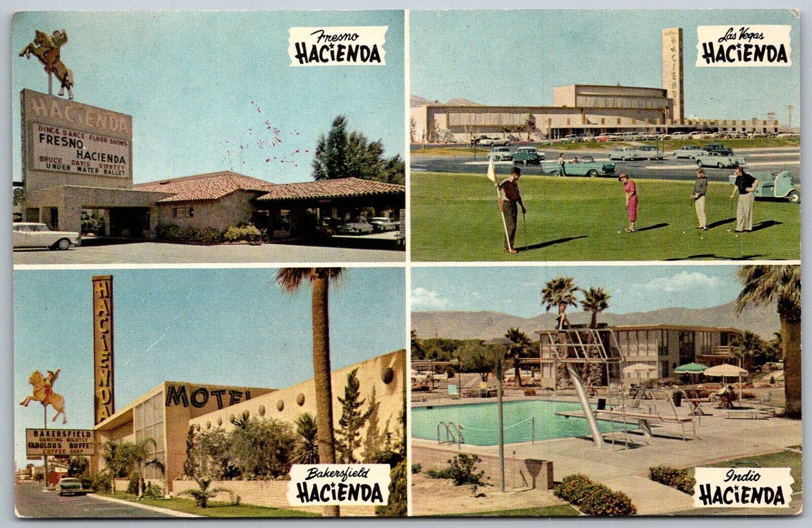 Fresno Indio Bakersfield California Las Vegas NV 1960s Postcard