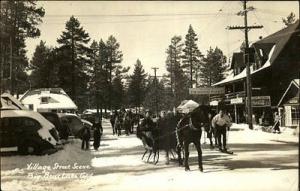 Big Bear Lake CA Village Street Scene Horse Sleigh Cars R...