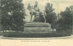 Carondolet Park St Louis Missouri C-1910 De Soto Statue Postcard St Louis 10493