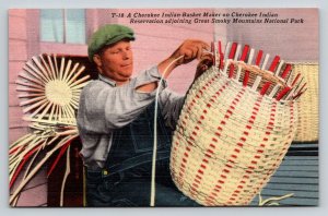 Cherokee Indian Basket Maker Smoky Mountains   Postcard