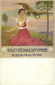 PC SOKOL MOVEMENT, VI SLET VSESOKOLSKY V PRAZE 1912, Vintage Postcard (b28277)