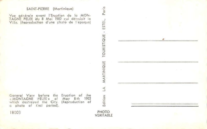 Saint Pierre Martinique Before Volcano Eruption Disaster Real Photo PC AA68688