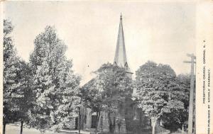 Corning New York~Presbyterian Church~Stone Building w Tall Steeple~c1905 Pc