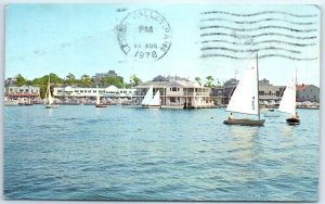 Postcard - Sails filled with wind on southern Rhode Island waters - Rhode Island