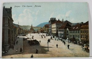 Norway Bergen The Square Early View c1907 udb Postcard L10