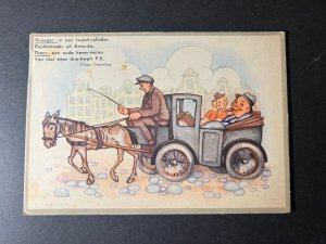 1945 Dutch Netherlands Holland Liberation Postcard Car Horse Wagon Clinge Dooren