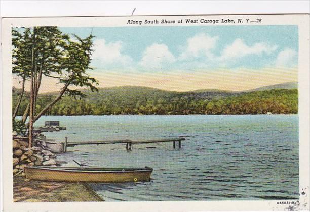 New York Looking Along South Shore Of West Caroga Lake Curteich