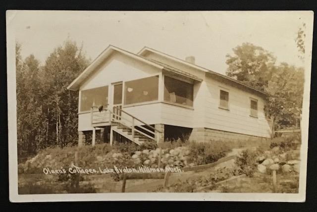 Olsen's Cottages Lake Avalon Hillman Mich 1946 Real Photo Post Card