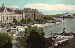 Vintage Postcard 1910's The White Summer Fleet Nybroviken Stockholm Sweden