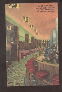 LOS ANGELES CALIFORNIA MIKE LYMAN'S RESTAURANT INTERIOR ADVERTISING POSTCARD