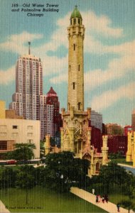 Illinois Chicago Old Water Tower and Palmolive Building Curteich