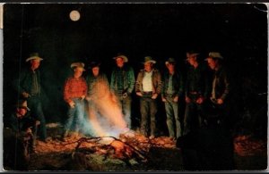 Vintage Postcard Cowboys Around the Camp Fire KC3