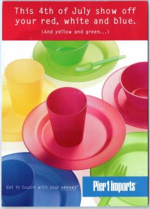 2002 Pier 1 Imports Advertising Postcard Dinnerware 4 July Holiday Promotion M38