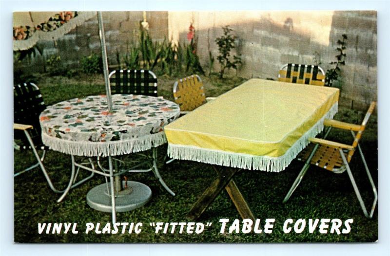 Postcard Vinyl Plastic Fitted Table Covers c1960s  J11