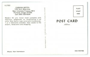 1960s/70s Cabana Motel, Portland, OR Postcard *6L(2)19