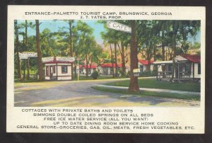 BRUNSWICK GEORGIA PALMETTO TOURIST CAMP VINTAGE ADVERTISING POSTCARD