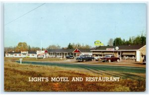 SEARSPORT, ME Maine ~ Roadside LIGHT'S MOTEL & RESTAURANT c1950s Cars Postcard