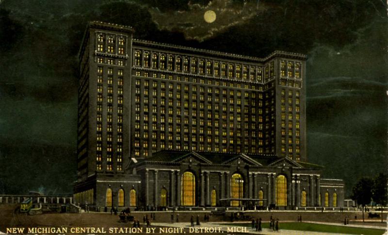 MI - Detroit. New Michigan Central Station by Night