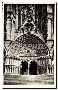 Old Postcard Bourges Cathedral Central Portal