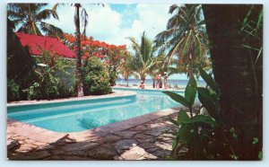 COZUMEL, MEXICO ~ Swimming Pool CABANAS DEL CARIBE HOTEL Gardens c1960s Postcard