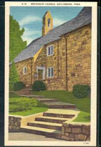 Tennessee colour PC Methodist Church, Gatlinburg, unused