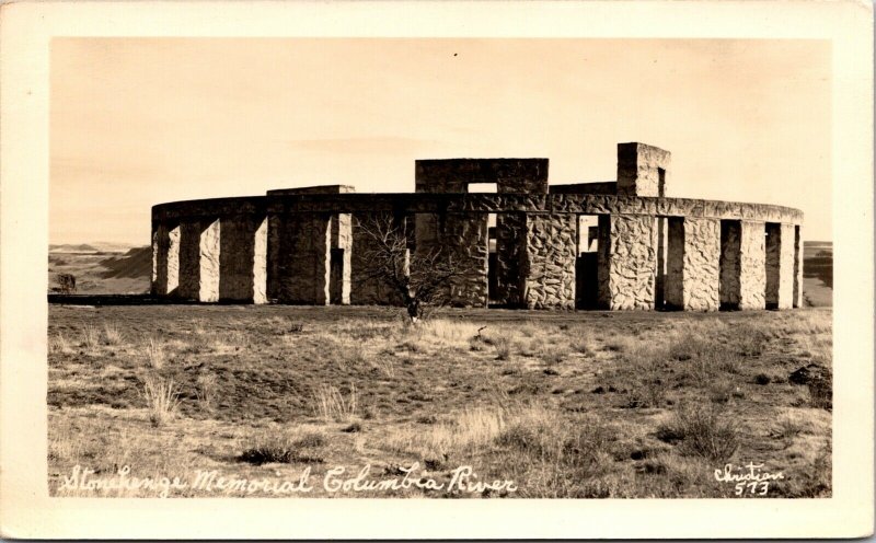 Real Photo Postcard Stonehenge WWI Memorial in Maryville, Washington~135324