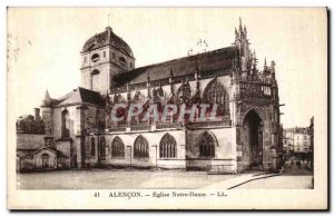 Old Postcard Alencon Eglise Notre Dame