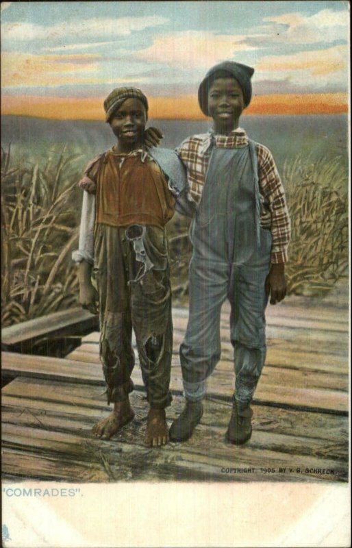 Black Americana Happy Boys COMRADES TUCK c1910 Postcard