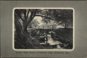 Sandwich Cape Cod MA Lower Falls Shawme Lake Outlet c1910 Postcard