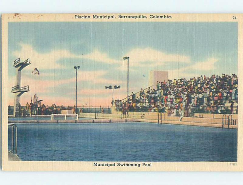 Unused 1930's MUNICIPAL SWIMMING POOL Barranquilla Colombia F5292