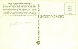 Colorado Springs Colorado 1960-70s Postcard Antlers Plaza Resort Hotel