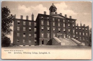 Springfield Ohio c1906 Undivided Back Postcard Dormitory Wittenberg College