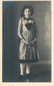 Swiss type folk costume dated 1925 Solothurn Switzerland photo postcard