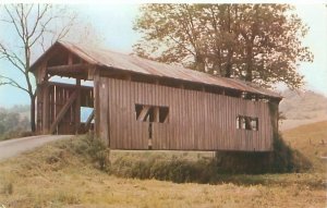 Monroe County Ohio Covered Bridge Over Clear Fork Chrome Postcard Unused