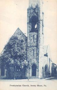 Jersey Shore Pennsylvania birds eye view Presbyterian Church antique pc Y12396 