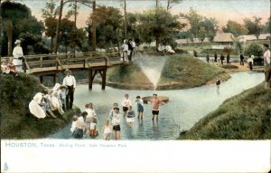 Houston Texas Sam Houston Park Wading Pond TUCK c1900-20s Vintage Postcard