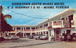 Miami FL South Winds Motel Old Cars Postcard