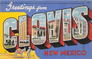 H56/ Clovis New Mexico Linen Large Letter Greetings from Postcard