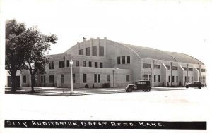 Great Bend Kansas City Auditorium Real Photo Vintage Postcard AA19710