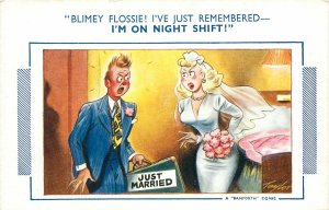 Postcard Comic advertising commercial just married work problem