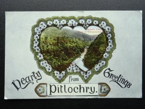 Scotland PITLOCHRY Hearty Greetings c1910 Postcard by D&SK