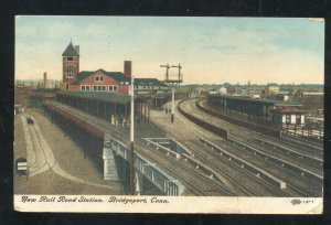 BRIDGEPORT CONNECTICUT CT RAILROAD DEPOT TRAIN STATION VINTAGE POSTCARD