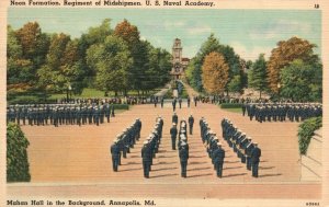 Vintage Postcard 1945 Noon Formation Regiment Of Midshipmen Annapolis Maryland