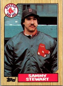 1987 Topps Baseball Card Sammy Stewart Boston Red Sox sk3122