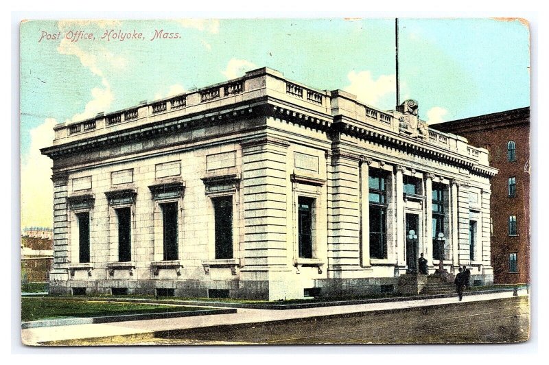Postcard Post Office Holyoke Mass. Massachusetts c1910 Postmark